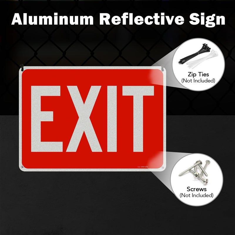 TR Large Exit Sign - 14 x 10 Inches Rust Free .040 Aluminum Reflective - UV Protected, Waterproof and Fade Resistant - 4 Pre-drilled Holes - Image 5